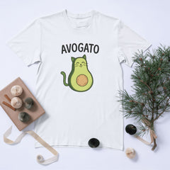 AVOGATO Tişörtü - Kedi ve Mama Severler İçin Sevimli Avokado Kedi Esprili Tişört