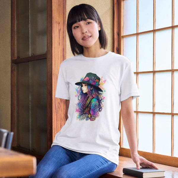 Renkli Kadın Portresi Tişört – Sanat ve Stilin Buluştuğu Unisex Tasarım
