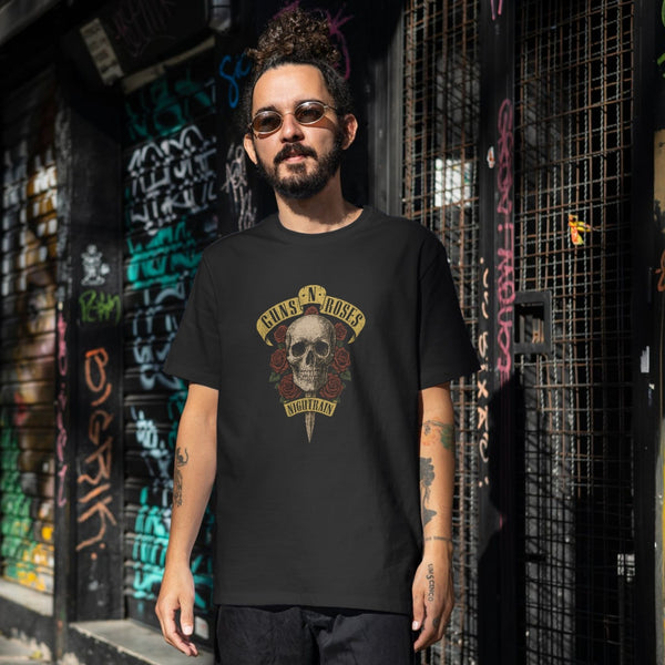 Guns N' Roses Nighttrain Tasarımlı Siyah Rock Tişört – Unisex Retro Stil