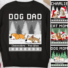 Kişiye Özel Köpek Noel Kış Sweatshirt'ü, Kişiye Özel Fotoğraflı Köpek Kedi Sweatshirt'ü C774