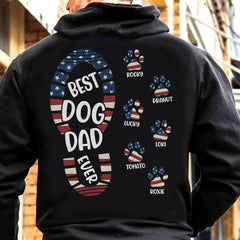 Gelmiş Geçmiş En İyi Köpek Babası Pati İzi Kişiselleştirilmiş Özel Köpek Babası Arka Taraflı Tişört C746