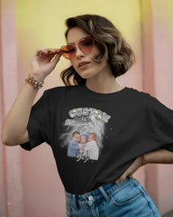 Kişiselleştirilebilir Fotoğraflı Custom Yazı Tişört – Unisex Oversize Model