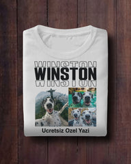 Köpek Fotoğraflı Kişiye Özel İsimli Tişört – Sevimli Evcil Hayvan Tasarımıyla Unisex Beyaz Tişört