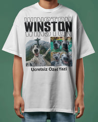 Köpek Fotoğraflı Kişiye Özel İsimli Tişört – Sevimli Evcil Hayvan Tasarımıyla Unisex Beyaz Tişört